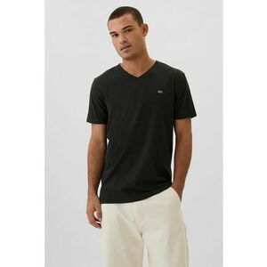 Tricou de bumbac cu decolteu in V - Negru imagine