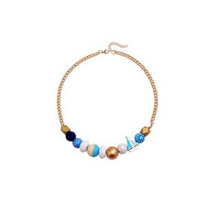 Colier auriu - cu piese bleu si motive marine - Cara C11 - imagine