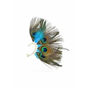Cercel auriu - ear cuff - cu pene de paun - Edelina C32 - imagine