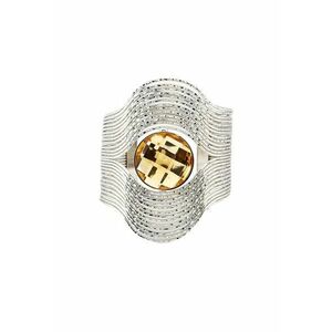 Bratara argintie - reglabila - cu piatra galbena - diametru 7 cm - Oda C2 imagine
