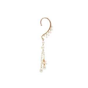 Cercel ear cuff - auriu - cu franjuri si perle - Paradis C3 - imagine