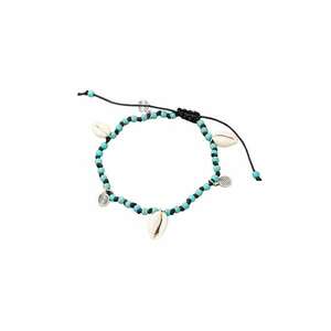 Bratara de picior - neagra - cu margelute turquoise si scoici - Garry C2 - imagine