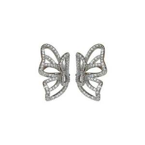 Cercei ear cuff - argintii - forma de fluture - cu pietre din zirconiu - Faith C3 - imagine