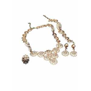 Set colier - cercei - bratara si inel - auriu - cu pietre - Lizi C6 - imagine