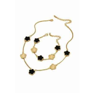 Set colier si bratara - auriu - cu pandantive flori negre - Nichlas C1 imagine