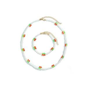 Set colier si bratara - auriu - cu perlute - Meaghan C9 - imagine
