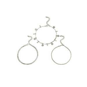 Set 3 bratari de picior - argintii - cu pietre si trandafiri - Chatinka C33 - imagine