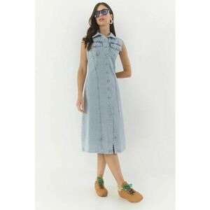 Rochie midi - HiCCUP LUCCI - denim - mulata - albastru - guler camasa imagine