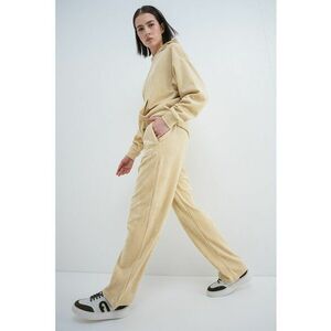 Pantaloni din reiat cu logo ESS ELEVATED - Galben pai imagine