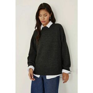 Pulover dama guler rotund - confortabil - gri - tricot imagine