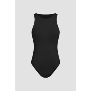 Body simplu - guler rotund - negru - poliester imagine