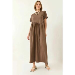 Rochie maxi tricotata - lejera - bumbac - maro imagine