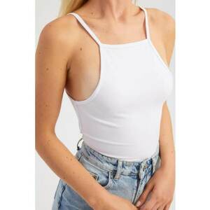 Top cami - bumbac - decolteu halter - alb - jerseu imagine