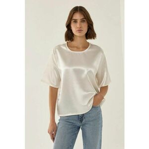 Tricou dama - bumbac satinat - decolteu rotund - alb imagine