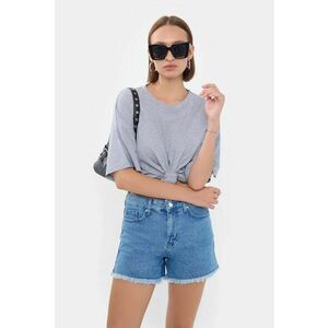Tricou dama - Basic - maneca scurta - guler rotund - gri - bumbac imagine