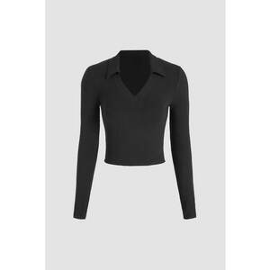 Top Dama - Basic - decolteu in V - negru - jerseu imagine