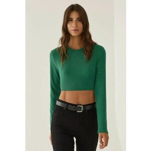 Bluza crop cu maneca lunga din amestec de bumbac imagine