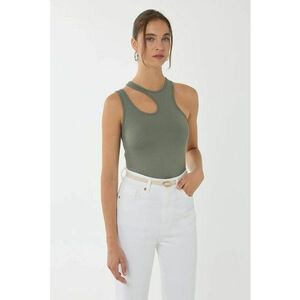Top scurt - guler asimetric - verde - jerseu imagine