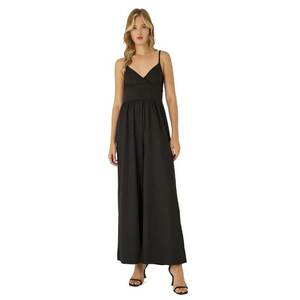 Salopeta dama - Decolteu in V - Negru - Textil imagine