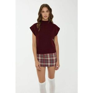 Pulover dama - tricotat cu guler inalt - rosu - acril imagine