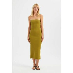 Rochie maxi - simpla fara bretele - verde - jerseu imagine