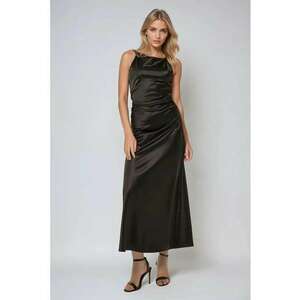 Rochie maxi - satin - negru - croiala standard - model drept imagine