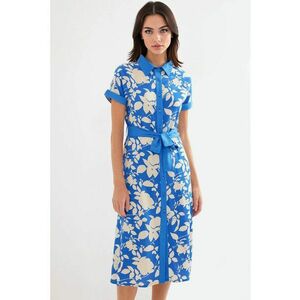 Rochie midi dama HiCCUP - imprimeu floral - poliester - albastru imagine