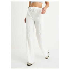 Pantaloni dama - texturati - picior larg - alb - poliester-lycra imagine