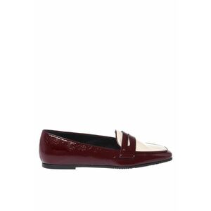 Pantofi loafer din piele cu aspect granulat si varf patrat - Visiniu imagine