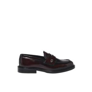 Pantofi loafer din piele cu logo metalic - Visiniu imagine