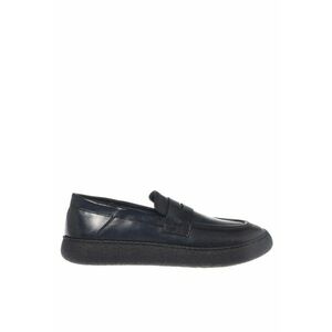Pantofi loafer din piele cu varf rotund - Albastru imagine