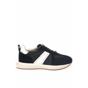 Pantofi sport cu segmente din piele intoarsa - Negru imagine