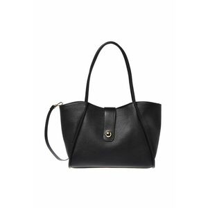 Geanta tote din piele cu model uni - Negru imagine