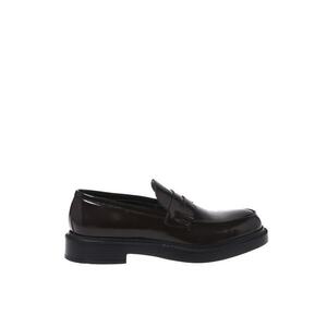 Pantofi loafer din piele cu aspect lacuit - Maro inchis imagine