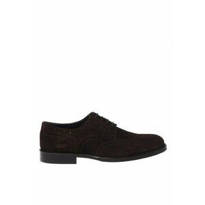 Pantofi derby din piele intoarsa cu detalii perforate - Maro imagine