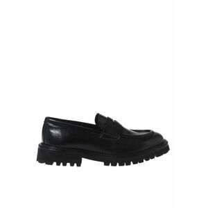 Pantofi loafer din piele cu model uni - Negru imagine