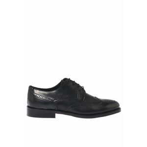 Pantofi derby din piele cu detalii perforate - Negru imagine