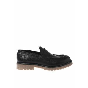 Pantofi loafer din piele cu aspect texturat - Negru imagine