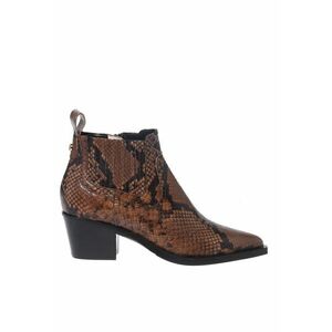Botine cowboy de piele cu toc cubanez - Maro imagine