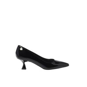 Pantofi uni de piele cu varf ascutit - Negru imagine