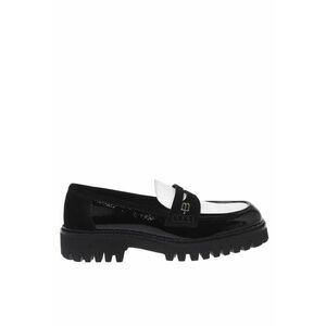 Pantofi loafer de piele cu garnituri de piele intoarsa - Negru imagine