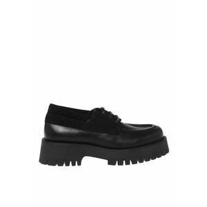 Pantofi de piele cu model uni - Negru imagine