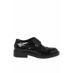 Pantofi de piele cu perforatii - Negru imagine
