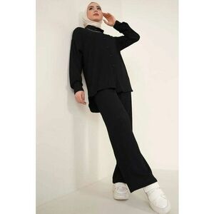Compleu dama - 2 piese - supradimensionat - poliester/elastan - negru imagine