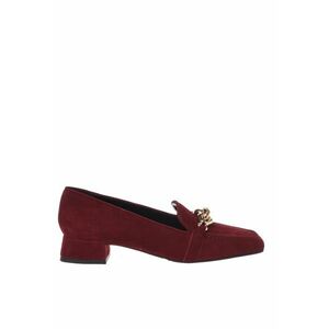 Pantofi loafer din piele intoarsa cu varf patrat - Visiniu imagine