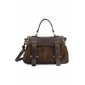 Geanta crossbody dama piele intoarsa - maro - 21x35x15cm - 5 buzunare interioare - curea detasabila max 114cm imagine