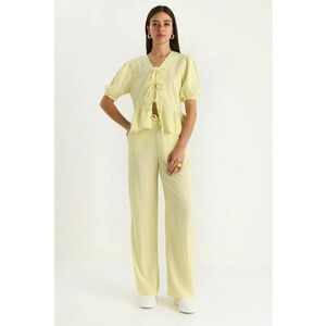 Compleu dama HiCCUP LUCCI - textil - texturat - galben - talie inalta imagine