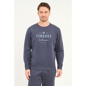 Bluza de trening cu logo si decolteu rotund - Albastru inchis imagine