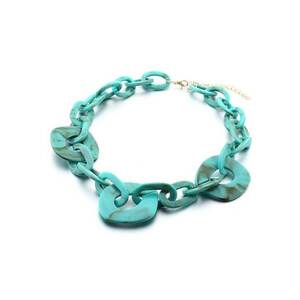 Colier turquoise - cu piese geometrice si zale - 54.5 cm - Ritva C11 imagine