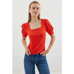 Top dama HiCCUP BDART - slim fit - guler patrat - textil - portocaliu imagine